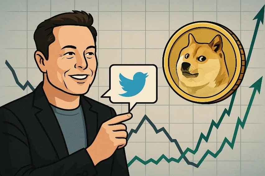 Влияние твитов Илона Маска на курс Dogecoin