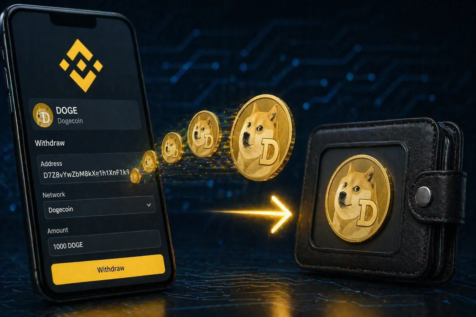 Как перевести Dogecoin с биржи в кошелёк